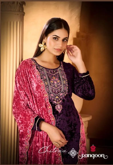 Chitraa By Rangoon Velvet Kurti With Bottom Dupatta Exporters In India
